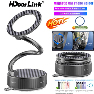 HdoorLink ที่วางโทรศัพท์แบบแม่เหล็กอัพเกรด 360° แท่นยึดโทรศัพท์แบบพับได้แบบปรับได้ถ้วยดูดสําหรับรถยนต์/ยิม/กระจก