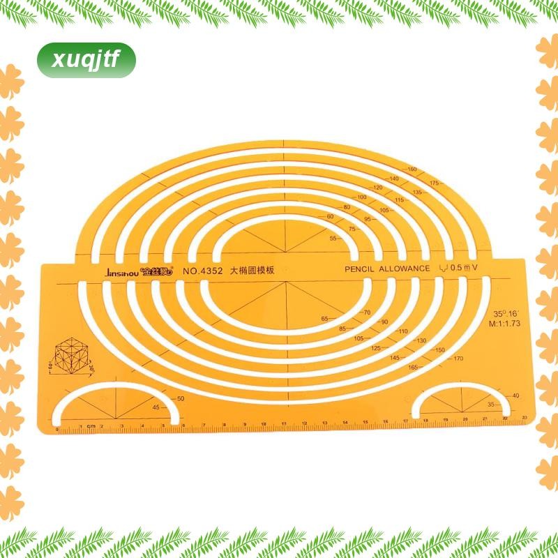 ขนาดใหญ่ ISOMETRIC ELLIPSE DRAWING STENCIL STUDENTS MATH RULER CRAFT สีเหลือง 4352