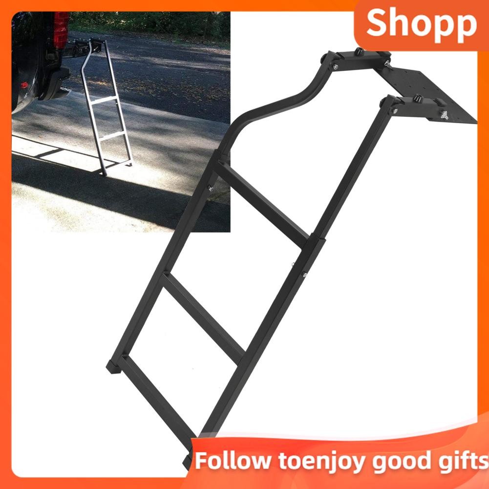 Shopp Shopp บันไดรถกระบะปรับได้แบบปรับได้รถบรรทุกเหล็กพับได้อเนกประสงค์สำหรับส่วนใหญ่พร้อมสกรูหกเหลี่ยมสแตนเลสความจุ 300 ปอนด์การออกแบบประหยัดพื้นที่