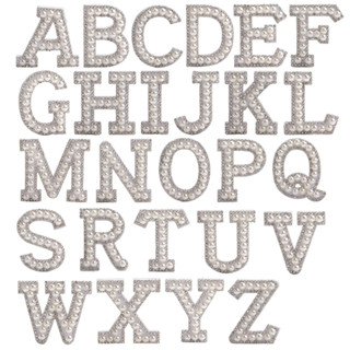 26 อักษร A-Z Pearl และ Rhinestone Patch สำหรับ BADGE DIY ชื่…