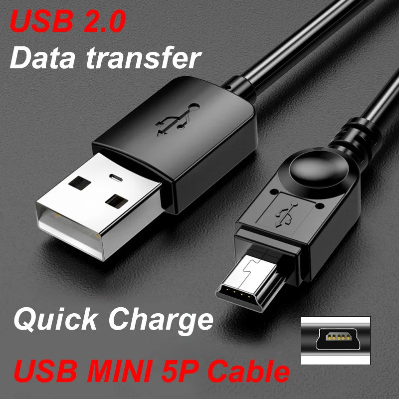 2.0 5pin Mini Usb To Usb A Fast Data Charger Power V3 สายสําหรับรถยนต์ Dvr Gps Tv Ps3 Hdd Mobile Har
