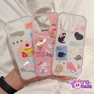 เคส Oppo A60 A3Pro A3X A16 A18 A5i A38 A55 A17 A5s A58 A7 A12 A15 A3s A54 A52 A11 เฮลโลคิตตี้แสนหวานปกใหม่ลายแมวหมา