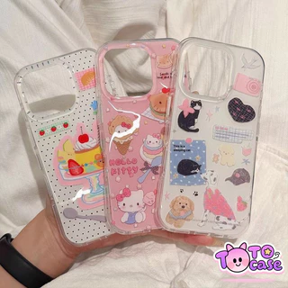 เคส Oppo A60 A3Pro A3X A16 A18 A5i A38 A55 A17 A5s A58 A7 A12 A15 A3s A54 A52 A11 เฮลโลคิตตี้แสนหวานปกใหม่ลายแมวหมา
