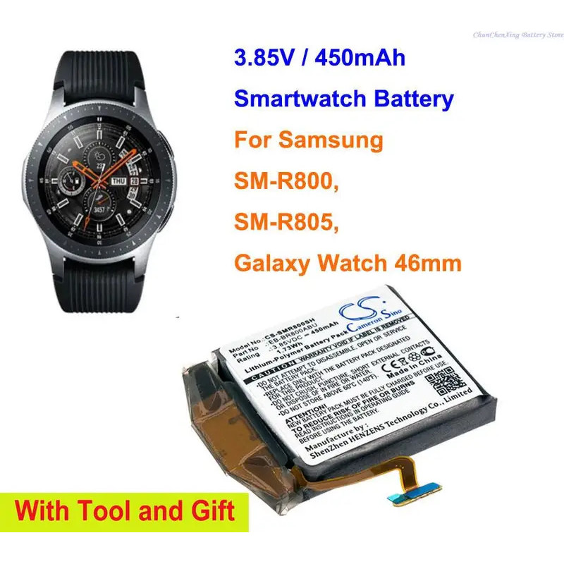 Cameron Sino 450mAh แบตเตอรี่สมาร์ทวอทช์ EB-BR800ABU,GH43-04855A สําหรับ Samsung Galaxy นาฬิกา 46 มม