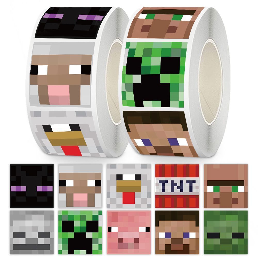 500สติ๊กเกอร์Minecraft Square Rollสติกเกอร์สนุกบทคัดย่อตลกคู่มือวัสดุDiyสติกเกอร์ตกแต่งสติกเกอร์ปิดผนึก