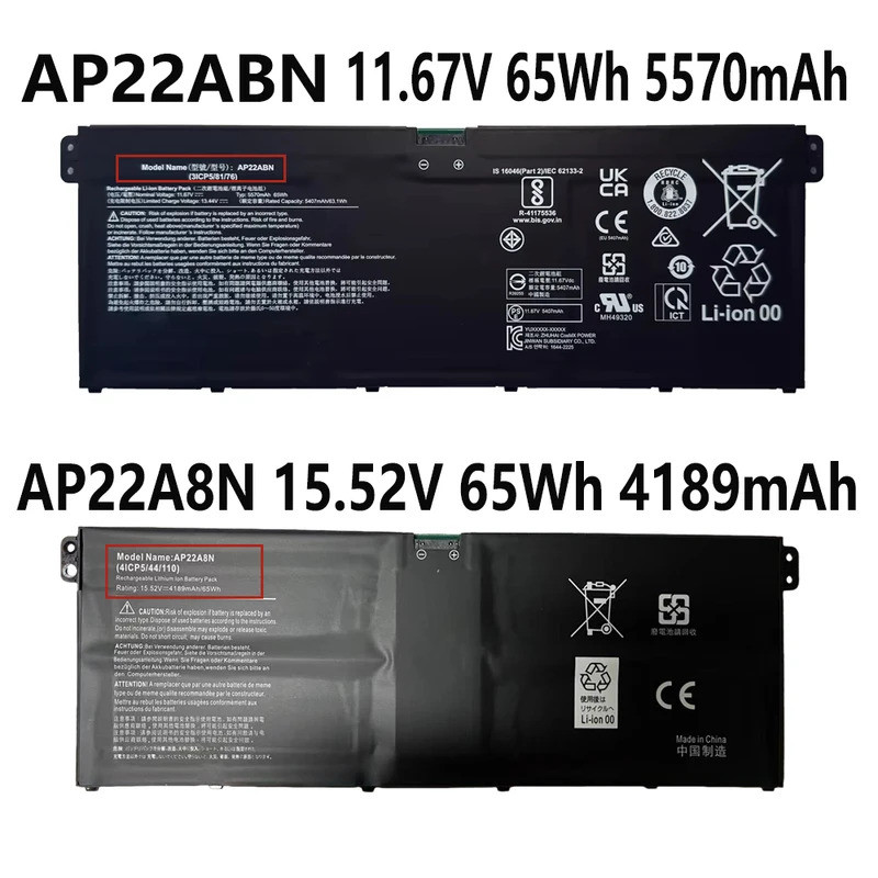 AP22A8N AP22ABN 65Wh แบตเตอรี่แล็ปท็อปสําหรับ Acer SWIFT GO 14 SFG14-41-R6KL R8RK SFG14-71 TravelMat
