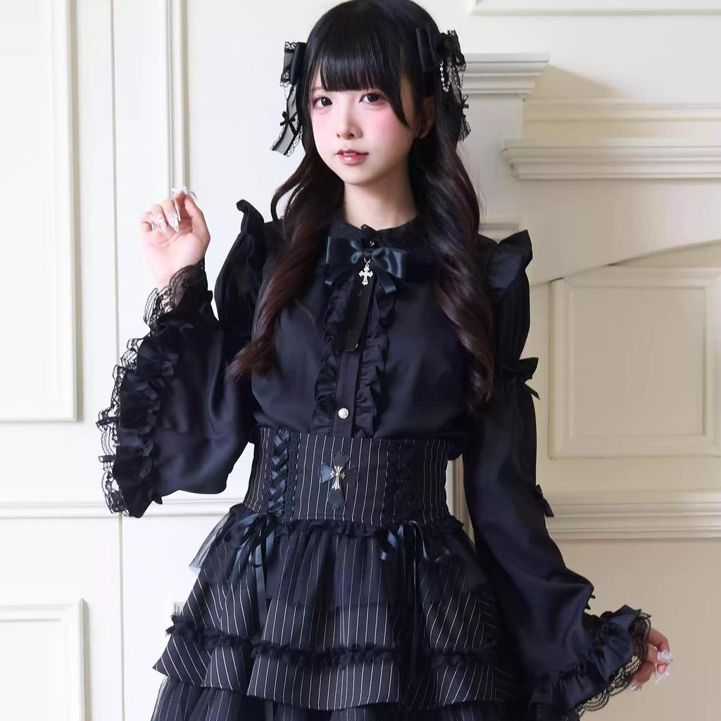 ** Nightbird * Ji Sleeve Shirt Lei Clothes Mass Production Top Gothic Lolita วัฒนธรรมเอเชียญี่ปุ่น