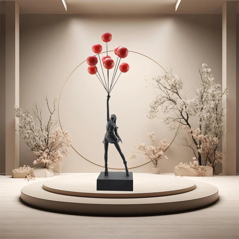 120 ซม. Banksy บอลลูนสาวรูปปั้นศิลปะสมัยใหม่ตกแต่งบ้านสไตล์ Banksy