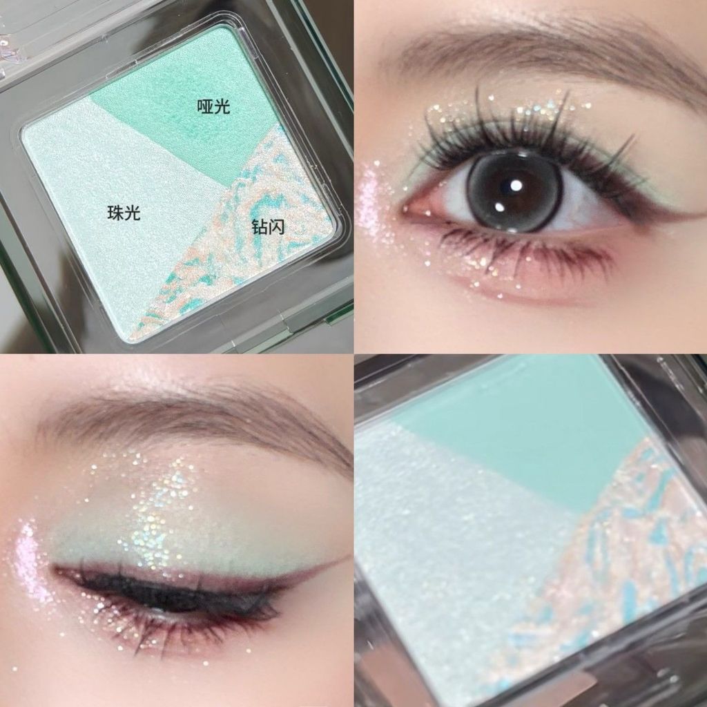 ใหม่MUGELEEN Tricolor eyeshadow pinkflash eyeshadow Earthy pearlescent matte essence eyeshadow
