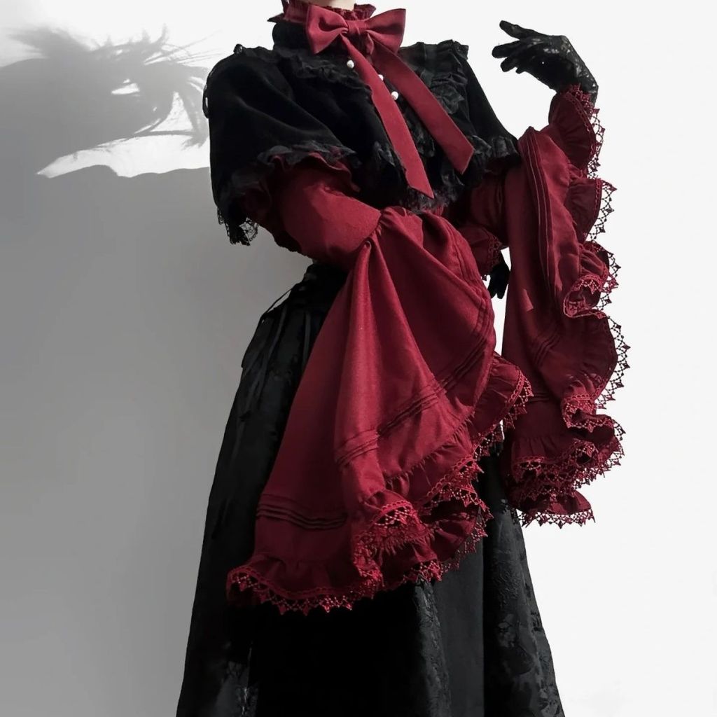 นาง Lolita Lolita Gothic สไตล์ Lolita กระโปรงยาวเสื้อเจ้าหญิง sk Gorgeous Elegant