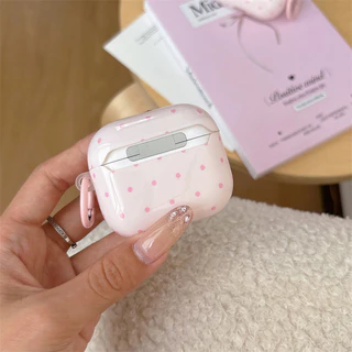 สีชมพูลายจุดสําหรับ Airpods4 Airpods 1/2 3 Pro Pro2 pro3 หูฟังไร้สายบลูทูธป้องกันกรณี AirPods Pro i3 i4 pro3 หูฟังป้องกันกรณี