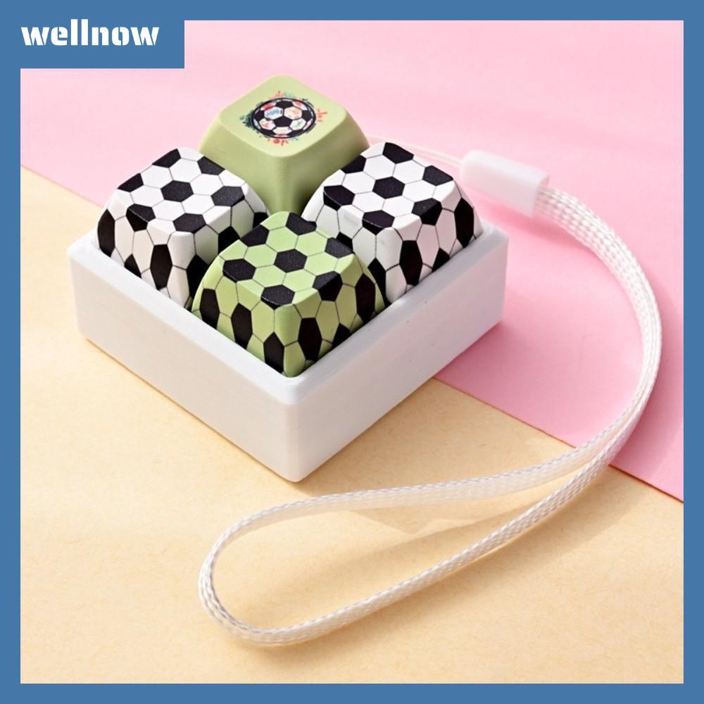 WELLNOW Football Keyboard Fidget Toy, 4 Keys Clicky Button Fidget Keychain, ความวิตกกังวลบรรเทา Vent