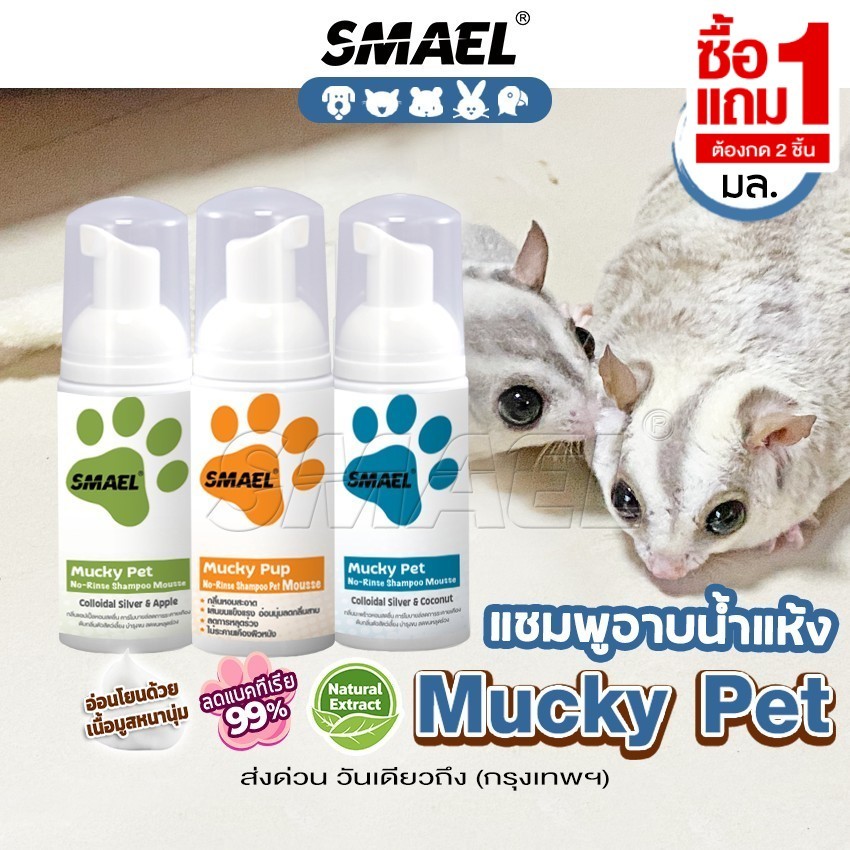 [ซื้อ1แถม1] SMAEL Pet  มูสโฟมอาบน้ำแห้งสุนัข แมว แชมพูอาบน้ำแห้ง สูตรอ่อนโยน up2