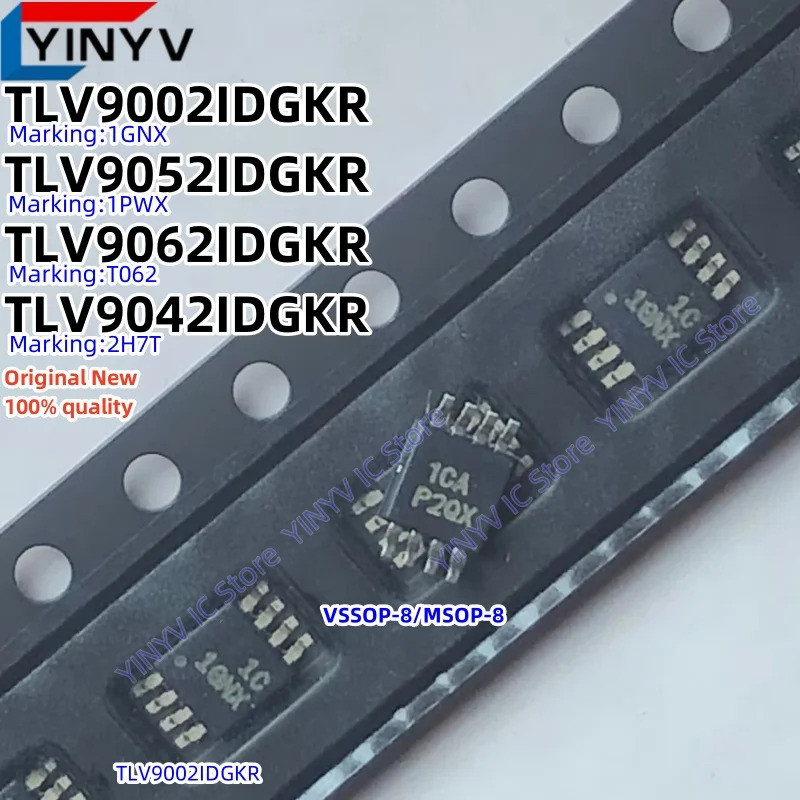 5 ชิ้น TLV9002IDGKR 1GNX TLV9062IDGKR T062 TLV9052IDGKR 1PWX TLV9042IDGKR 2H7T TLV9002 TLV906V90V90V