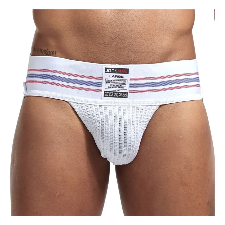 Jockmail 3.5 Jockstrap เซ็กซี่สําหรับผู้ชายมาถึงชุดชั้นในทอง