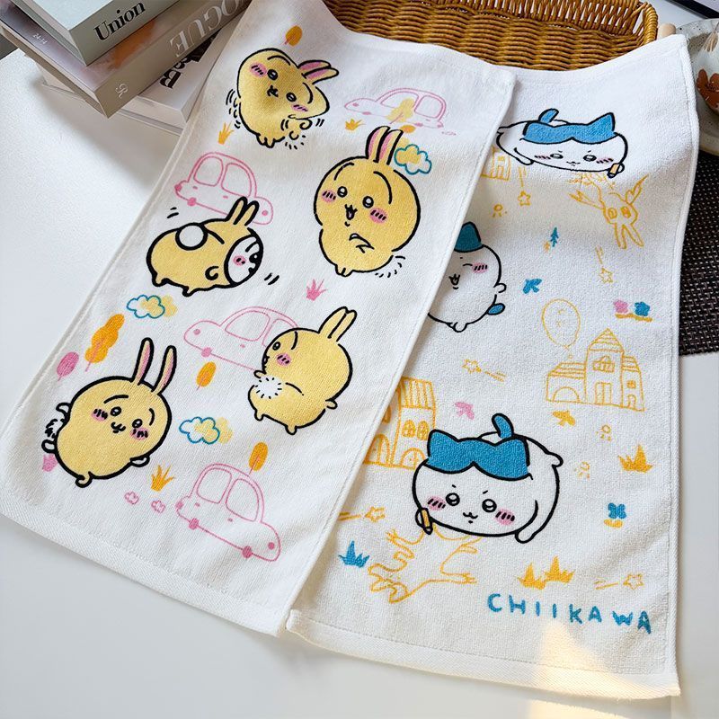 Chiikawa/Usagi/Chikawa ผ้าขนหนูการ์ตูนผ้าฝ้ายแท้ผ้าขนหนูเช็ดหน้า Soft Usagi Face Towel/uytu