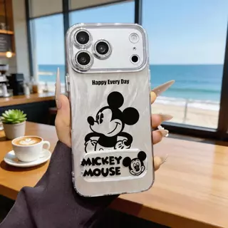 เคสไอโฟน ป้องกันเลนส์ ลายมิกกี้เมาส์ มีขาตั้ง แถมสร้อยมุก สำหรับไอโฟน iPhone 11 13 15 17 Pro Max พร้อมส่งLRYSJK41