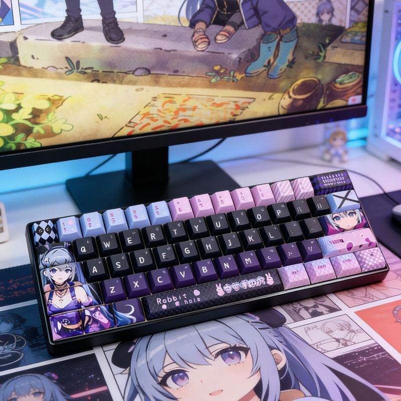 万器C61键机械键盘有线背光青红茶轴便携宿舍网吧FPS电竞游戏专用2606018 Wanqi C61 Mechanical Keyboard Wired Backlit Blue/Red/Brown 