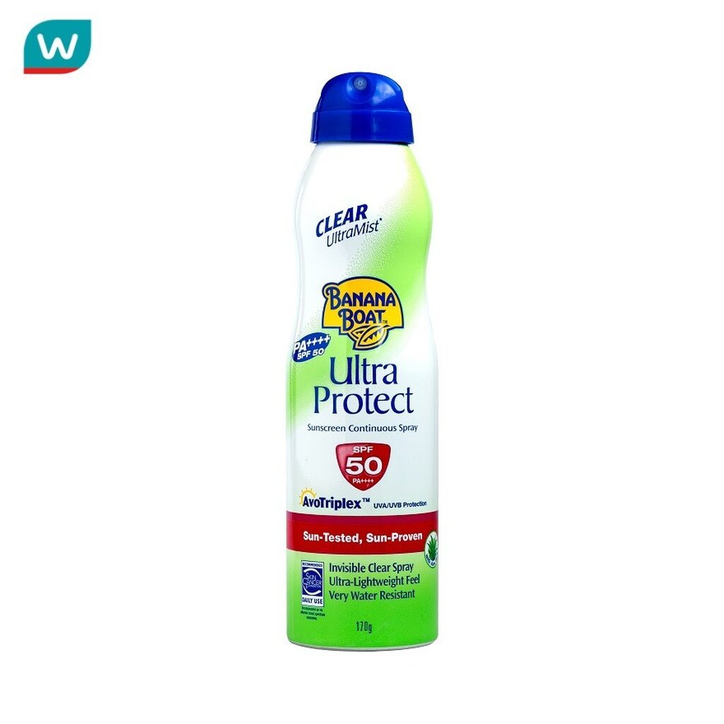 Banana Boat บานาน่าโบ๊ท เคลียร์ อัลตร้า มิสท์ โพรเทค ซันสกรีน คอนทิเนียส สเปรย์SPF50PA++++170กรัม