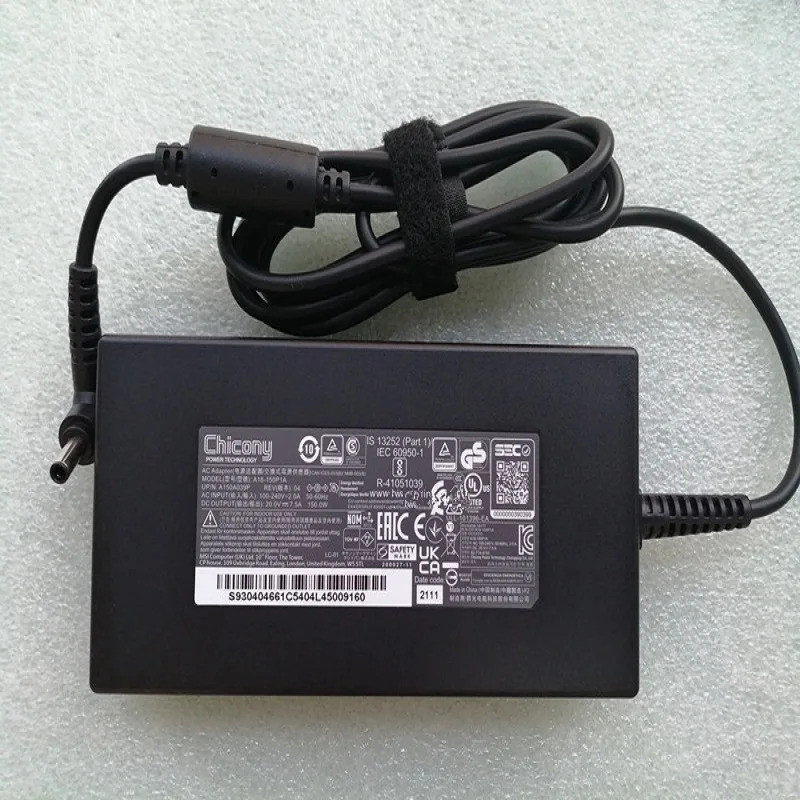 Chicony 20V 7.5A 150W อะแดปเตอร์ AC A18-150P1A สําหรับ MSI Crosshair 15 A11UCK-264 Katana GF76 11UD 