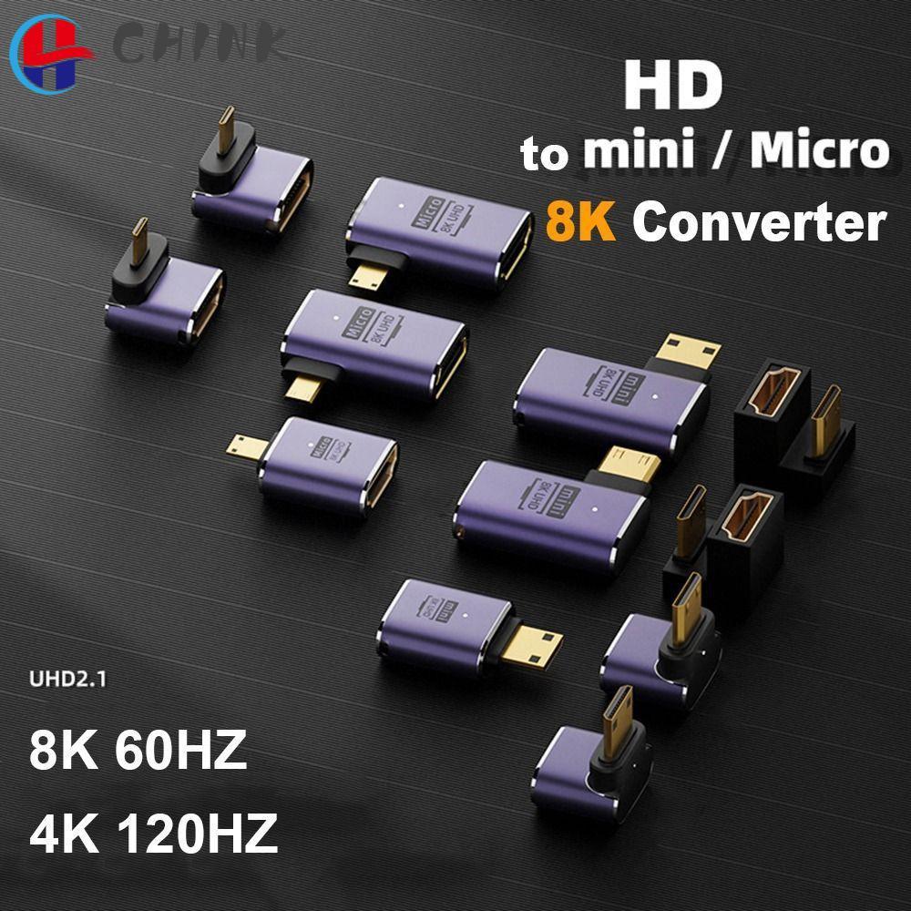 Chink Mini /Micro HD เป็น HDMI รองรับชายกับหญิง UHD Monitor โปรเจคเตอร์ 8K 60HZ