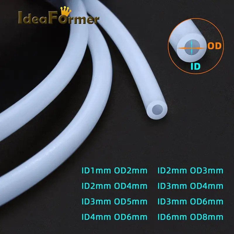 1M PTFE หลอด 1/2/3/4/6 มม.8 มม.Teflonto ท่อสีขาวสําหรับ 1.75 มม./3.0 มม.เส้นใย 3D ชิ้นส่วนเครื่องพิม