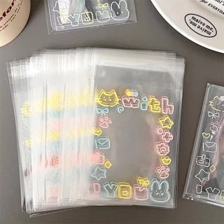 ถุงซีลเก็บการ์ดไอดอล 100ชิ้น ลายแมวน่ารัก โปร่งใส กันน้ำ กันฝุ่น กันรอย ซองใส่โฟโต้การ์ด การ์ดสะสม 8x10+3ซม