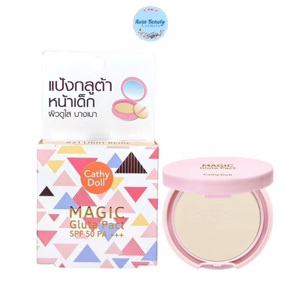 Cathy Doll Magic Gluta Pact SPF 50 PA+++ #21 Light Beige 4.5g แป้งกลูต้าหน้าเด็ก