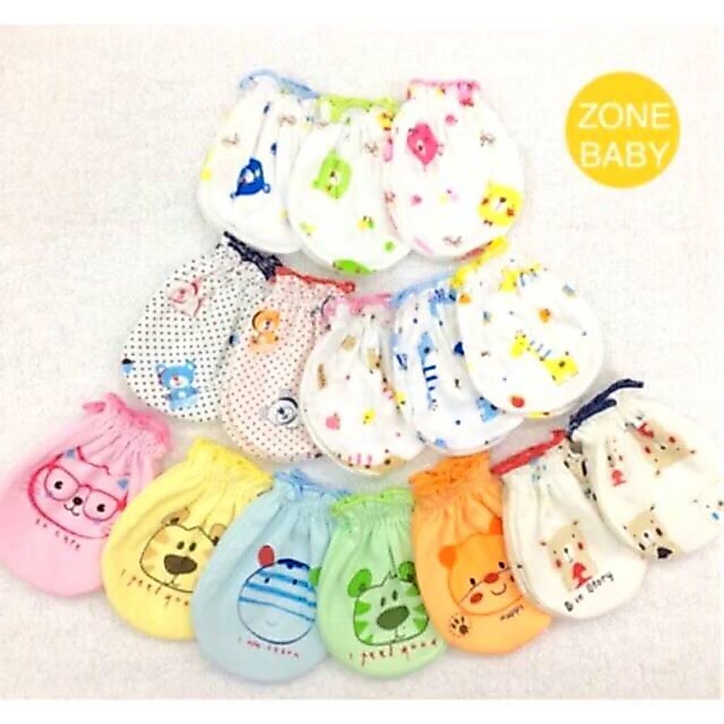 🌸3 คู่ 45 บาท🌸ถุงมือเด็กอ่อน ผ้า cotton เนื้อดีมาก สวมใส่กันเล็บข่วนหน้าลูกน้อย ถุงมือเด็กแรกเกิด ถุงมือเด็กอ่อน
