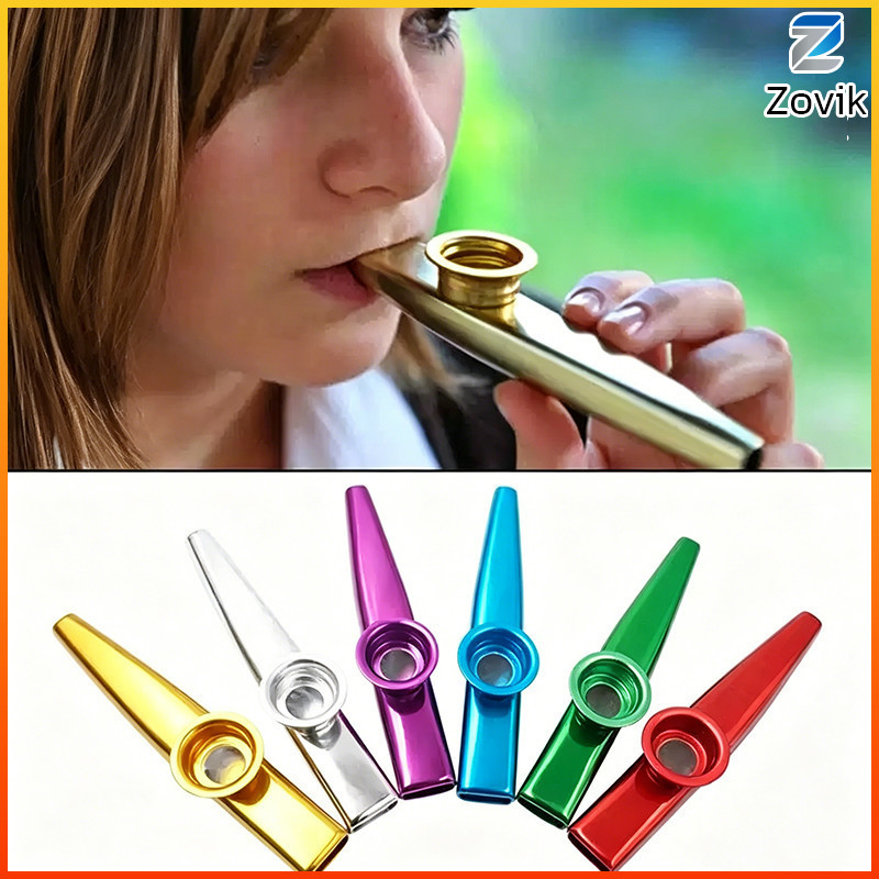 Z.K. เครื่องดนตรีขนาดเล็ก Kazoo โลหะ สำหรับกีต้าร์อูคูเลเล่ เครื่องเป่าคาซู Kazoo แบบโลหะ