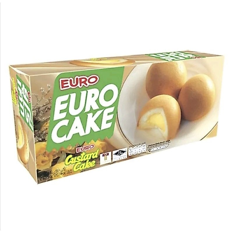 (1กล่อง)Euro Cake ยูโร่เค้ก สอดไส้ครีมคัสตาร์ด มีให้เลือก 5 รสชาติ (12 ชิ้น/กล่อง) น้ำหนักสุทธิ 204 กรัม
