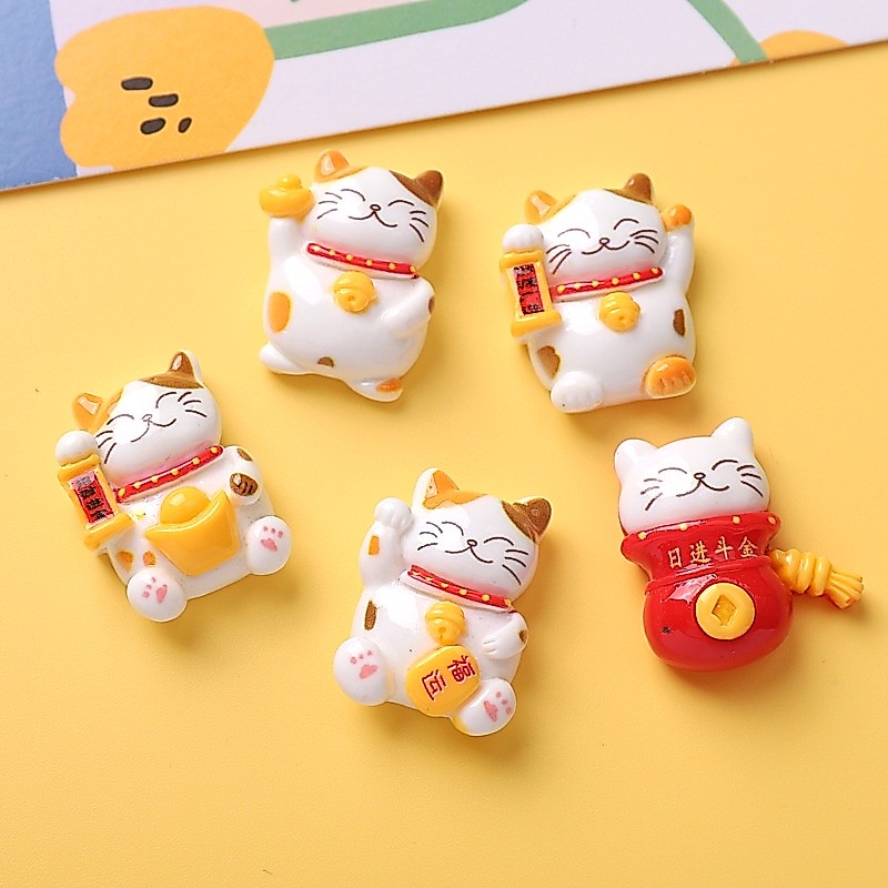 อุปกรณ์เรซิน ทําเอง การ์ตูนเคลือบเงาแมวนําโชค ทําเอง ครีมกาวเคสโทรศัพท์ถ้วยน้ําสติกเกอร์รองเท้าหลุมตู้เย็นสติกเกอร์อุป