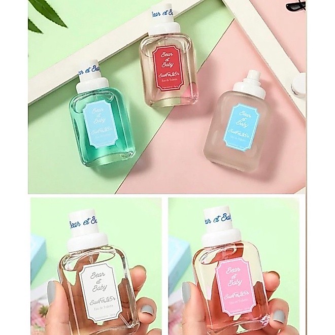 🍑👶พร้อมส่ง !!น้ำหอม bear&baby 50ml กลิ่นผู้หญิง กลิ่นหอมหวาน ละมุน ไม่ฉุน มี 5 กลิ่น นมสด พีช ลูกแพร์ ส้มโอ ฟรุ๊ตตี้👶🍑