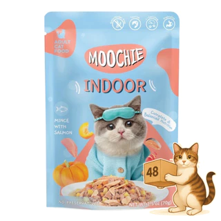 (ยกลัง 48 ซอง) Moochie มูชี่ อาหารเปียกแมว รวมสูตร ไม่เติมเกลือ หลายรส เปียกแมว ขนาด 70-85g