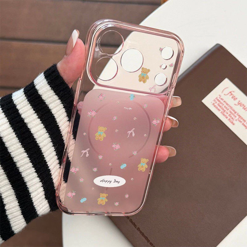หมีน้อยน่ารัก For iPhone เคสไอโฟน 11 12 เปลือกที่เรียบง่าย 13 14 15 16 17 PLUS B4PRO MAX X XS MAX XR 7/8PLUS