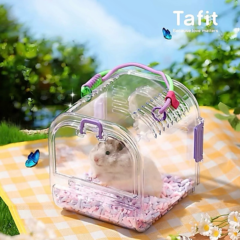[Tafit] กรงพกพาใส กรงพกพาสัตว์เลี้ยง กรงพกพาแฮมสเตอร์ แฟตเทลเจอร์บิล นก กระรอก ชูการ์ ดอร์เม้า เม่นแคระ อื่นๆ