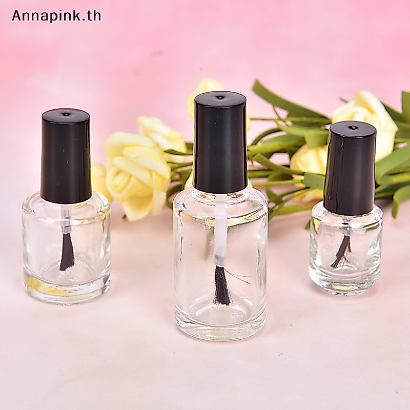 Annapink.th 1 ชิ้น 5/10/15 มล. ขวดยาทาเล็บแก้วเปล่าพร้อมแปรงเล็บขวดแก้วน้ํามัน EN