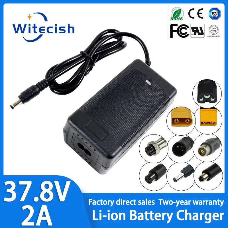 37.8V 2A Li-ion Battery Charger 33.3V 9Series สําหรับลิเธียมโพลิเมอร์ Charger เลือก DC/GX12/GX16/XLR