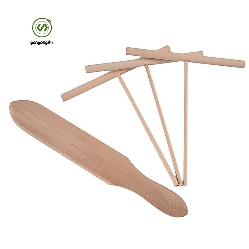 ชุดไม้พาย T sticks 4 ชิ้น สําหรับทาแป้งแพนเค้ก เครป และเครป พร้อม spreader สีไม้ เครื่องมือเครื่องครัวสําหรับเครื่องเครป