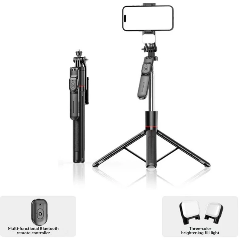Telescopic Selfie Stick เสาบลูทูธ 6 ส่วนพร้อมไฟเติม Anti Shake thumbnail 7