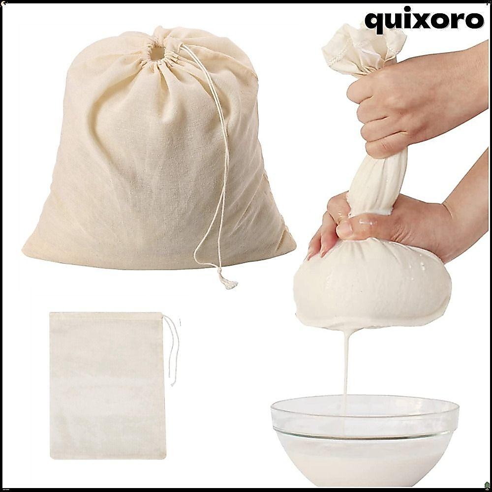 QUIXORO ผ้าชีส, ความเครียดแบบพกพากรองกรองกระเป๋า, Cheesecloth กระเป๋า Cold Brew กระเป๋าชาโยเกิร์ตเมล็ดกาแฟถุงนม