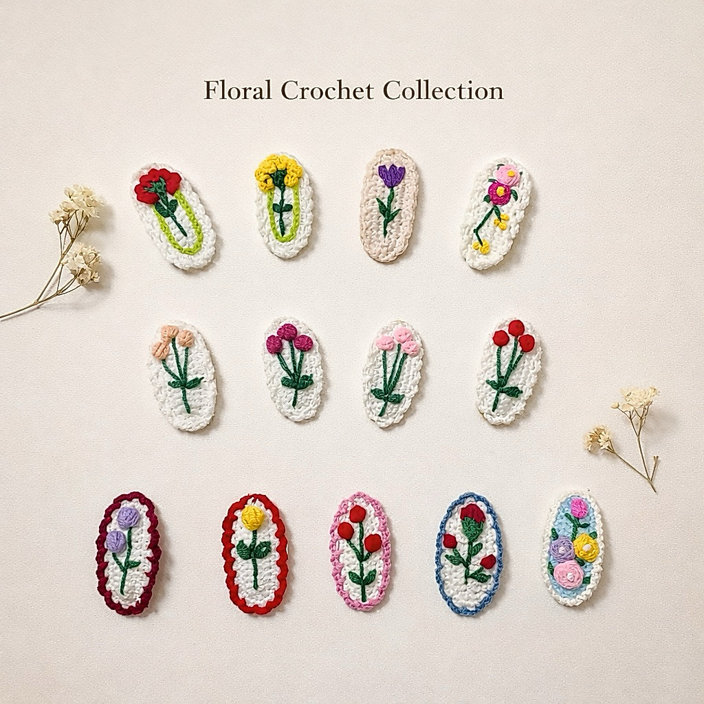 กิ๊บติดผมถักโครเชต์ดอกไม้ •BK-TIN HANDMADE•  Sweet Bloom Collection
