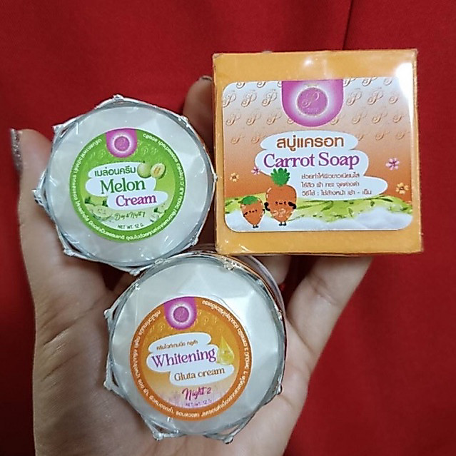 ( เซต 3 ชิ้น ) ครีมเมล่อน+ครีมไวท์เทนนิ่ง+สบู่ Paewa White Cream