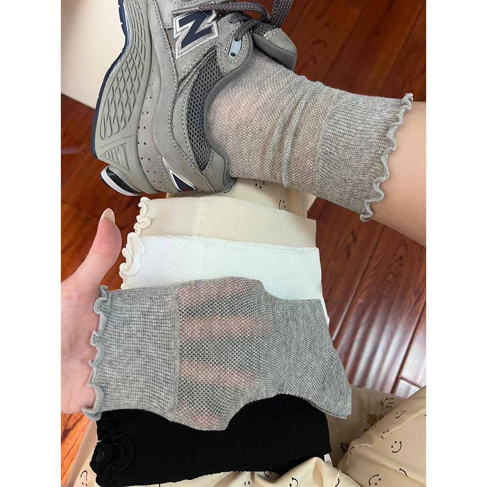เชื้อราลูกไม้ตาข่ายวา~ซุปเปอร์บางระบายอากาศสุด!Heel Boken Shoes Perfect Match~