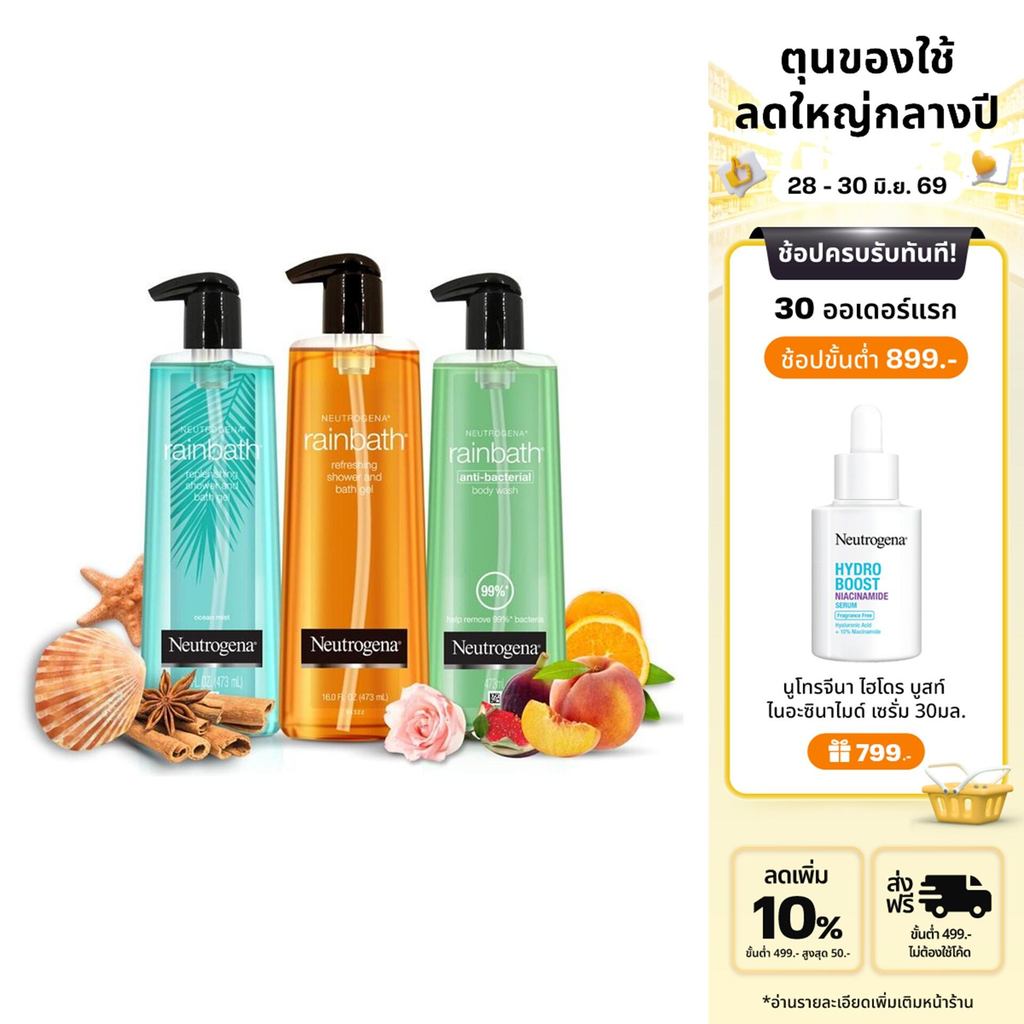 [เซ็ตสปา 3 สูตร] นูโทรจีนา เจลอาบน้ำ เรนบาธ รีเพิลนิชชิ่ง โอเชียน มิสท์ + เรนบาธ รีเฟรชชิ่ง + เรนบาธ แอนตี้ แบคทีเรีย