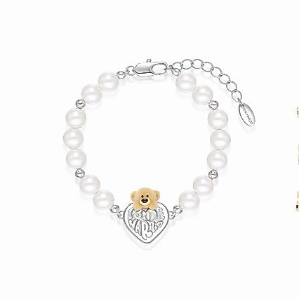 13DE MARZO Flocking Bear Heart สร้อยข้อมือมุกเทียม Classy All-Match เครื่องประดับระดับไฮเอนด์ [Y]