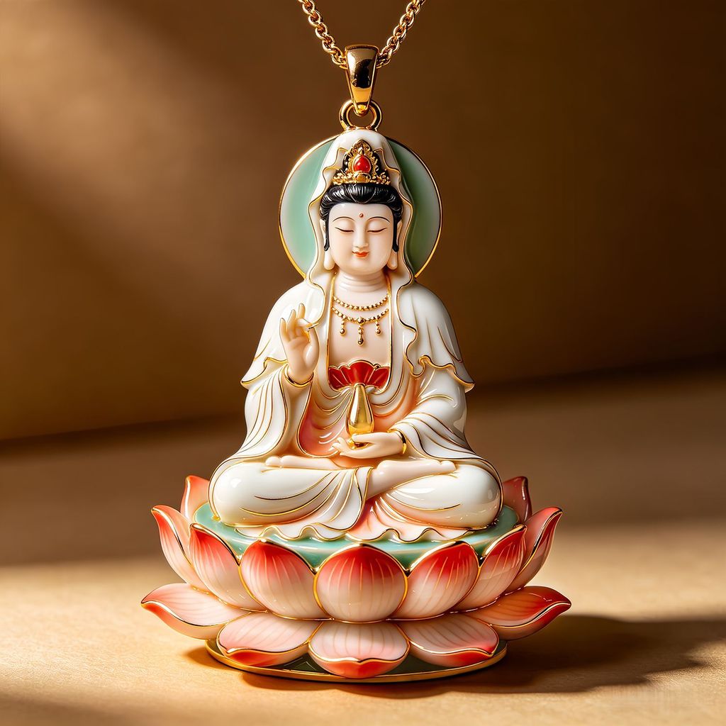 โต๊ะดอกบัว ศักดิ์สิทธิ์ ที่ดิน พระเครื่อง สร้อยคอจี้เจ้าแม่กวนอิมพระโพธิสัตว์โลหะโลตัสสร้อยคอแสงหรูหราคํามงคลประณีตจี้ 2026-6-26