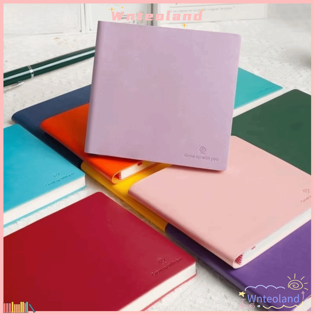 WNTEOLAND สมุดบันทึกสี่เหลี่ยมหน้าเส้นแนวนอน 100 แผ่นสมุดบันทึกหนา 200 หน้า, 2026 PU ปกอ่อนสีลูกกวาด Notepad หนังสือสํานักงานนักเรียนอุปกรณ์