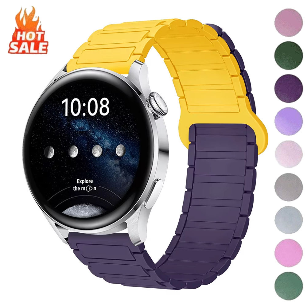 SAMSUNG 18 มม.20 มม.22 มม.ซิลิโคนแม่เหล็กสําหรับHUAWEIนาฬิกาGT2e GT6 GT5 GT4 GT3 สายSamsungสําหรับGalaxyนาฬิกา7/6/5 Active 2 Amazfitสร้อยข้อมือ
