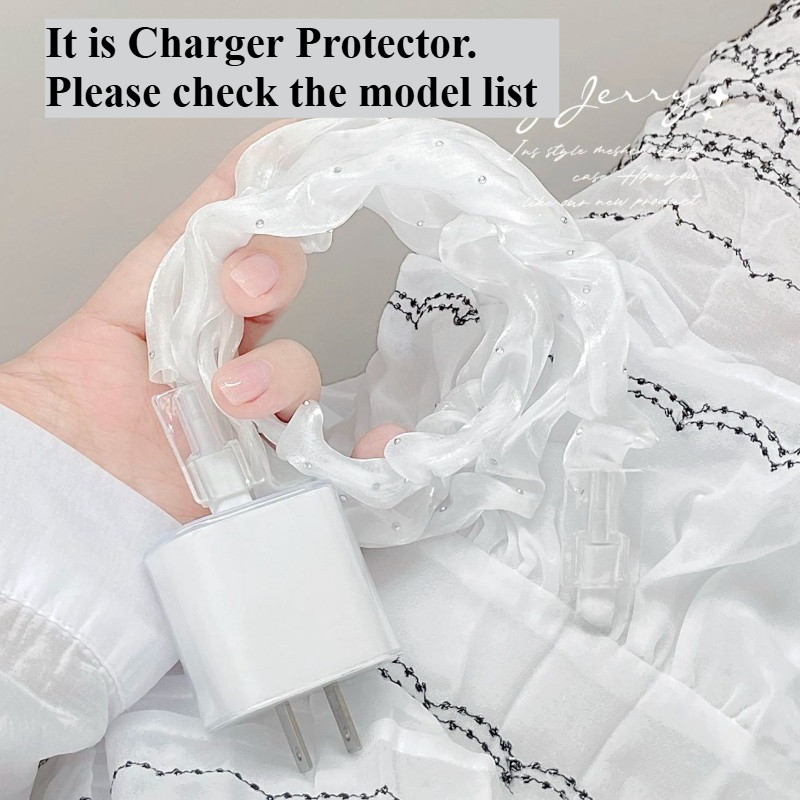 Gauze line TPU Charger Protector สําหรับ ip 18W 20W 16promax 15 14pro clear สําหรับ XM33W45W OP 18w 